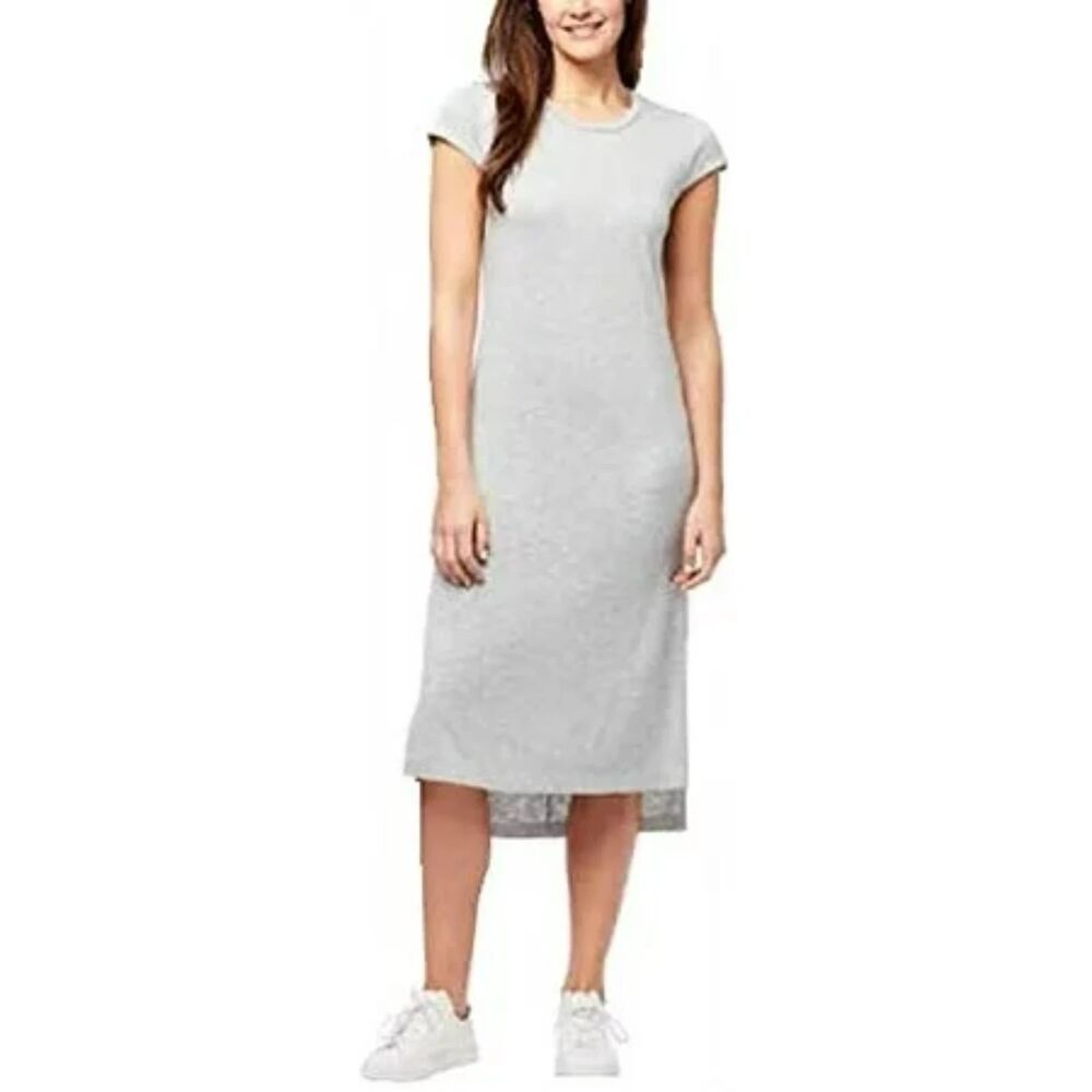 NWT Jessica Simpson Women's Small Midi T Shirt Dress Light Heather Gray Casual